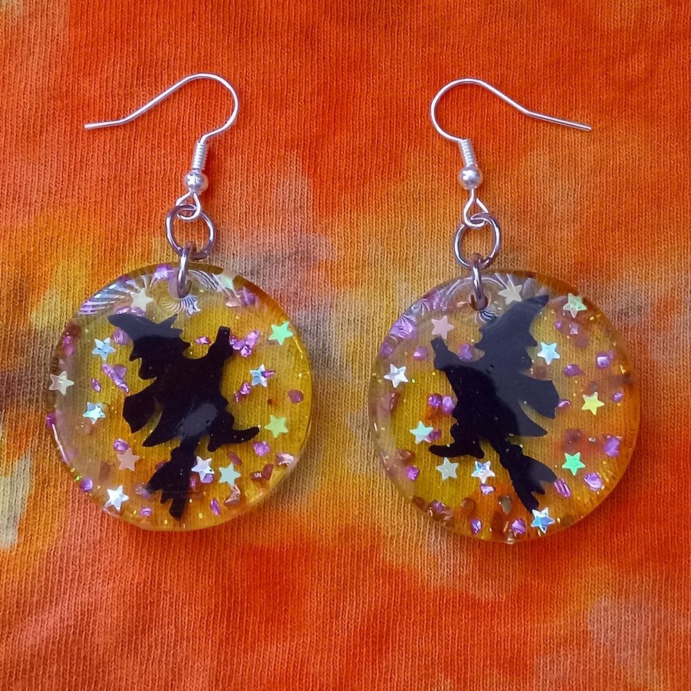 Handmade Full Moon Witch Earrings